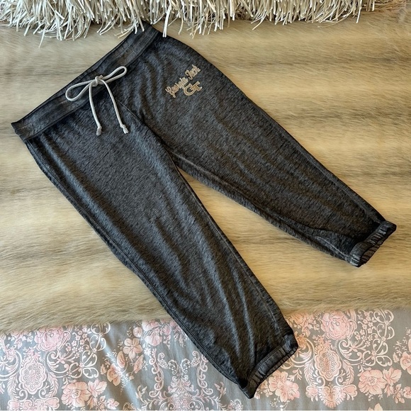 Official GA TECH Distressed Black Thin Cropped Joggers Pajama Bottoms M Lounge - Picture 1 of 10